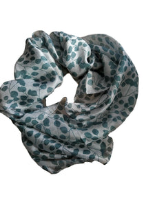 Grey leaf silk scarf