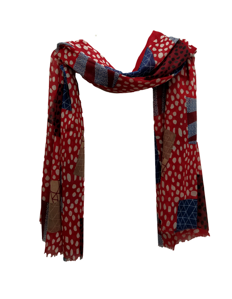 SC120 Red and Multicoloured scarf
