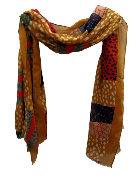 SC118 Tan patterned scarf