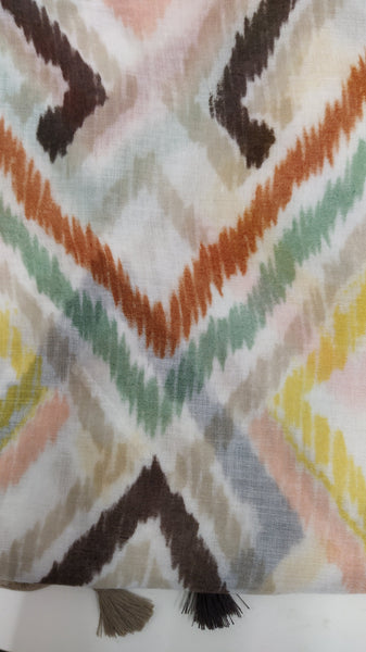 SC085 Beige Tasselled scarf