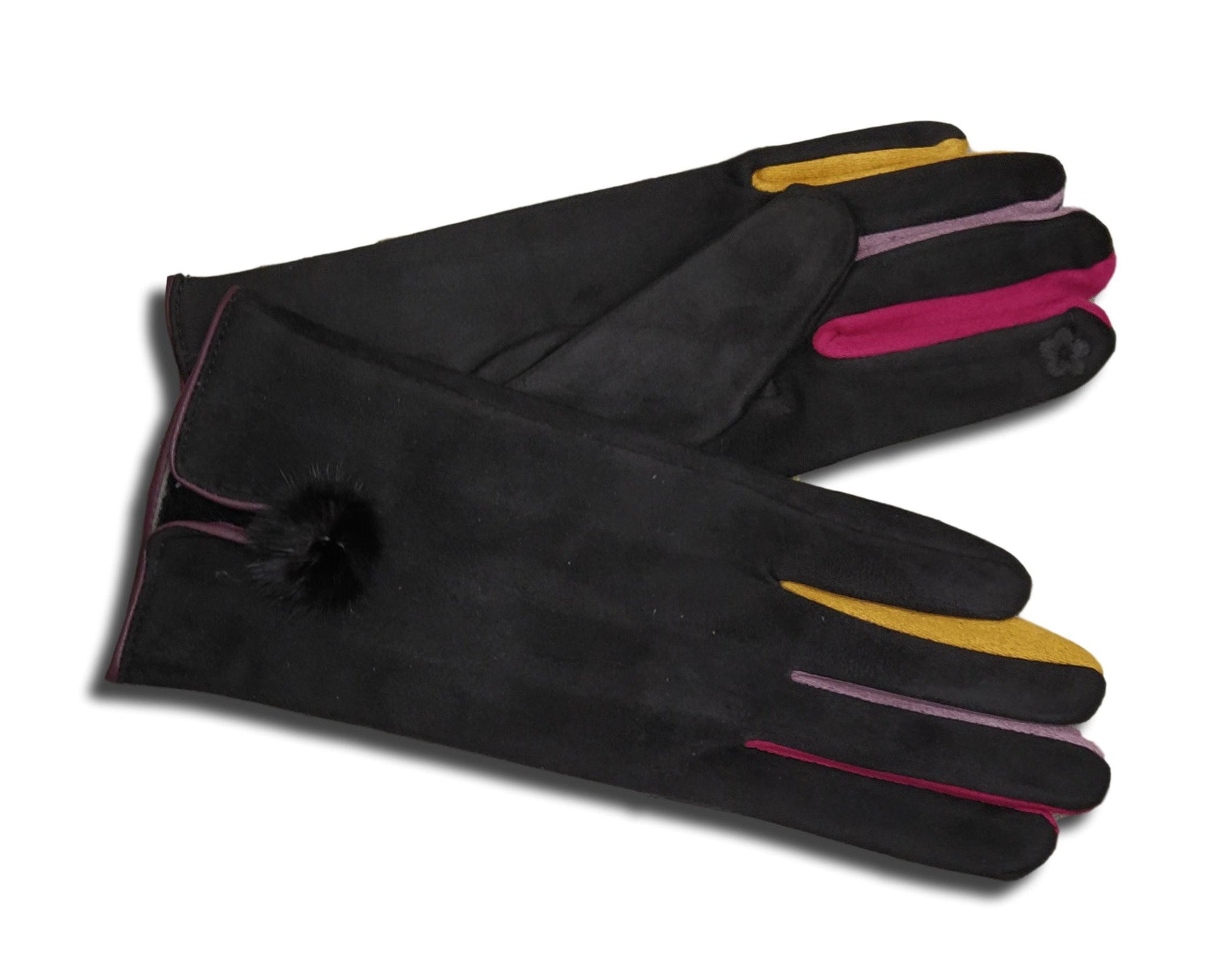 black multicoloured gloves
