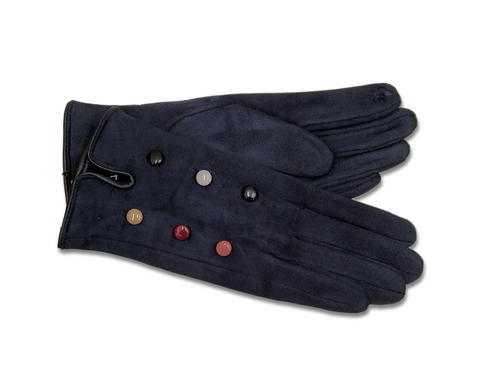 G022 Navy 6 Button Gloves