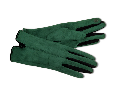 GL014 Green Suede Two Tone Gloves