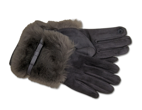 GL020 Grey furry back gloves
