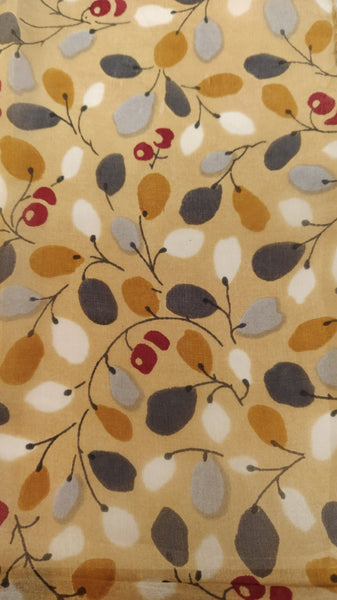 SS029 Pale Gold Leaves Silk Scarf