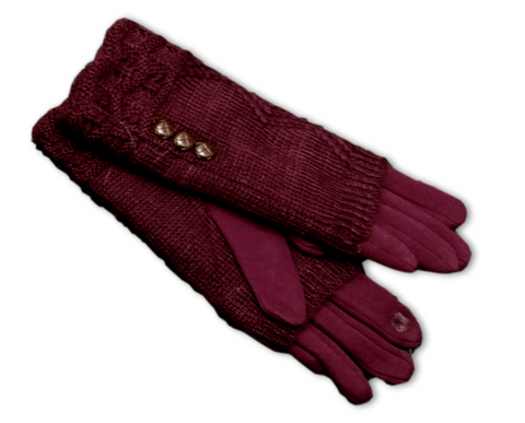 GL025 Burgundy double layer gloves