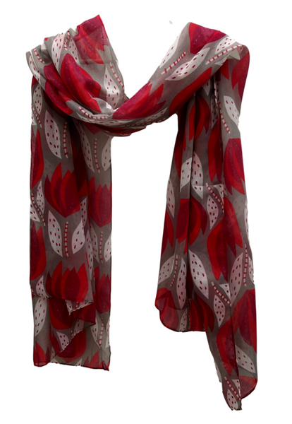 SC110 Red Flower scarf