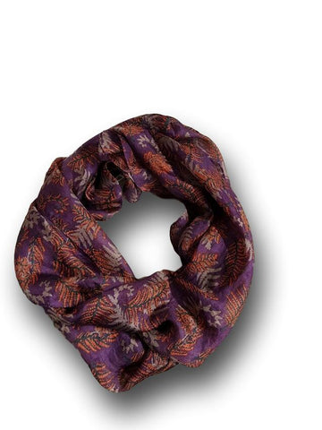 Purple floral silk scarf