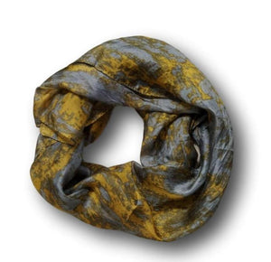 A silk scarf in grey and yellow