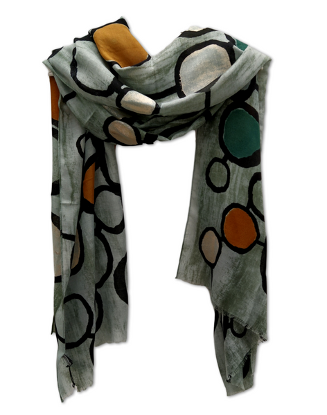 SC090 Teal Circles Scarf.