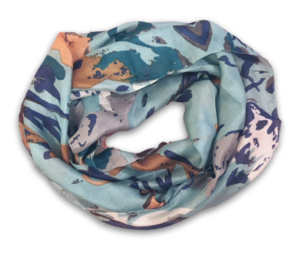 SS02Turquoise Splatter Silk Scarf.